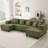 Noctis U-Shaped Corduroy Sectional Sofa with RGB LED Light Strip & 6 Pillows-128837916