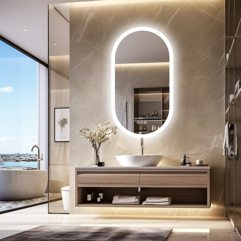Miroir de salle de bain sans cadre Jaharie, 39,3 po x 20 po