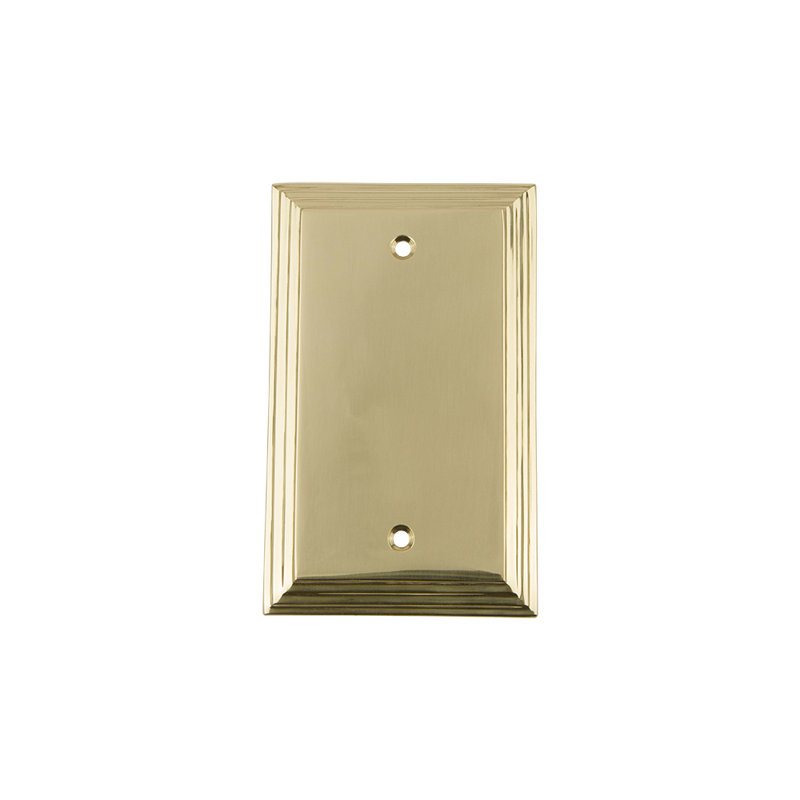 Deco Blank Wall Plate, Polished Brass