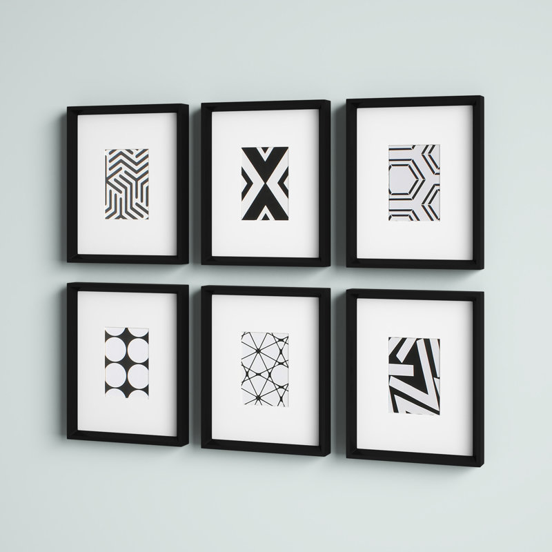 Calter Geometric Abstract Matted Framed Graphic Art, Black/White
