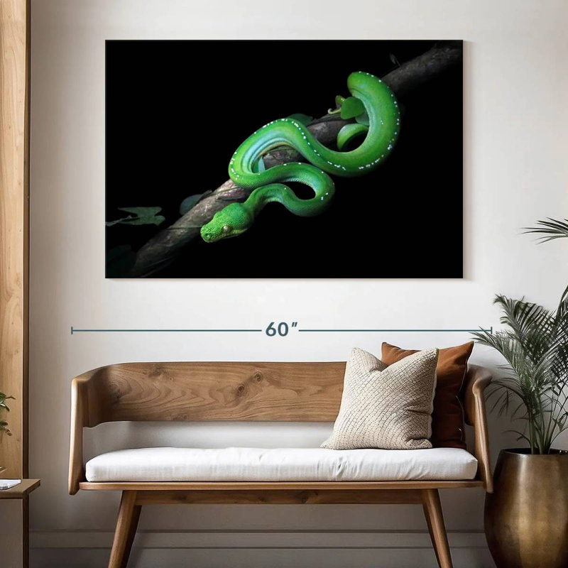Brampt Green Python Slithering On A Branch, 34" H x 51" W