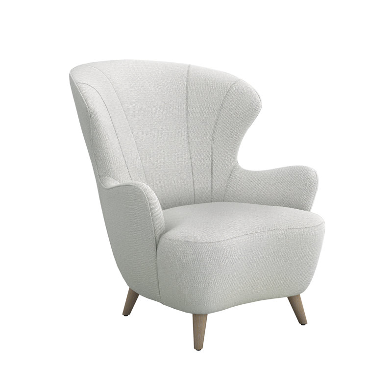 Ollie Wingback Chair, Fresco 100% Polyester, Icy Gray