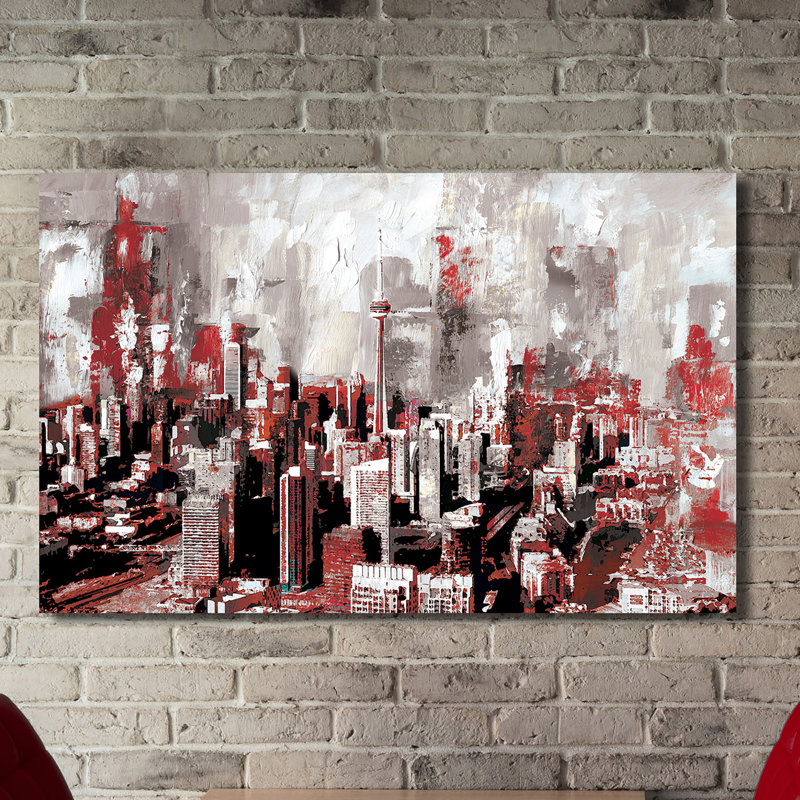 « toronto red », reproduction d’art sur toile tendue, H 28 po x l 48 po x P 1 po