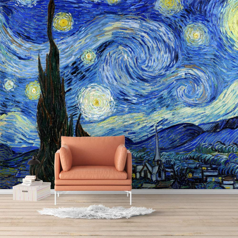 Murale «La nuit étoilée» par Van Gogh, L 100 po x l 144 po