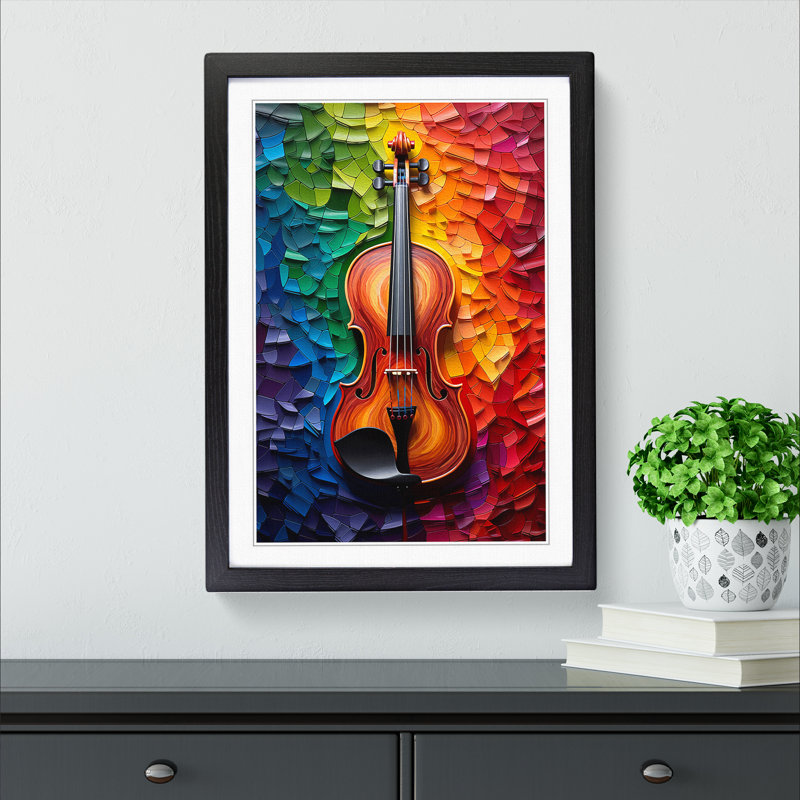 Violin Colour Field - Framed Print, Black, 64cm H x 46cm W x 2cm D