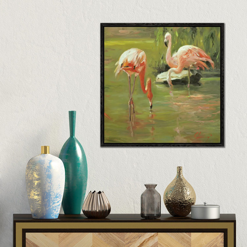 Flamingo II by Chuck Larivey - Gallery-Wrapped Canvas Giclée on Canvas, 45.72 cm H x 45.72 cm W, Black Framed