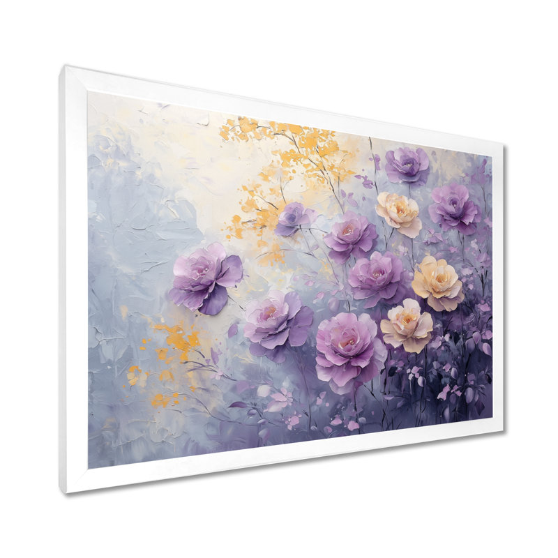 «Delicate Lavender Rose Radiance - Roses», art mural, Reproduction encadrée d'une seule photo, H 30 po x l 40 po, Blanc