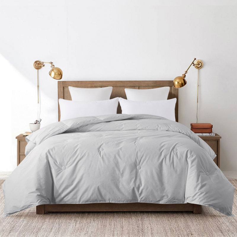 Button Stitch Down Alternative Comforter Ring Stitch Comforter, Queen Comforter, Gray