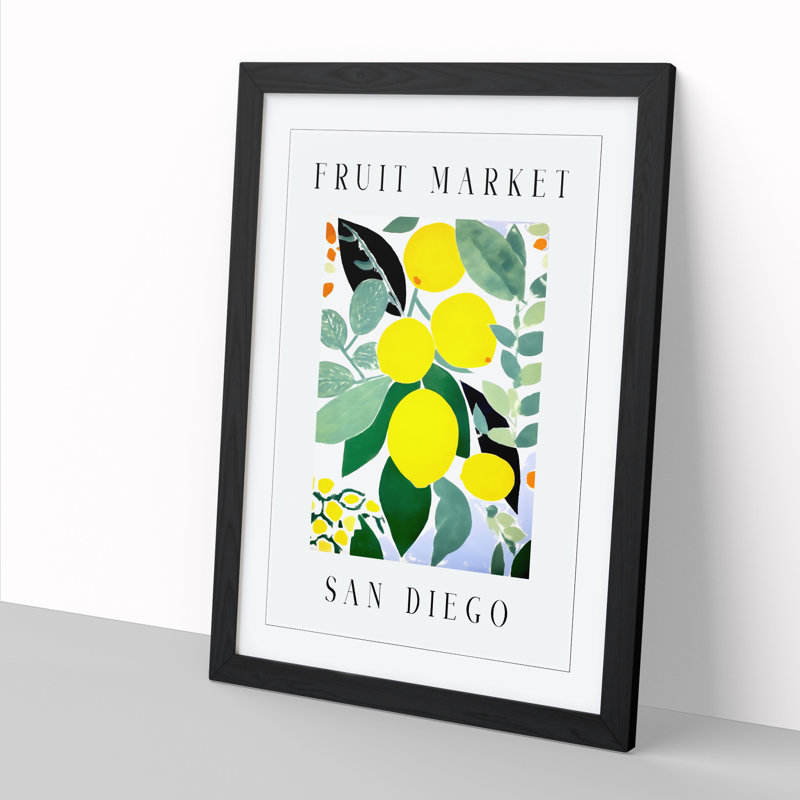 Lemon San Diego Fruit Market Exhibition - Single Picture Frame Print on Wood, 34cm H x 25cm W x 2cm D