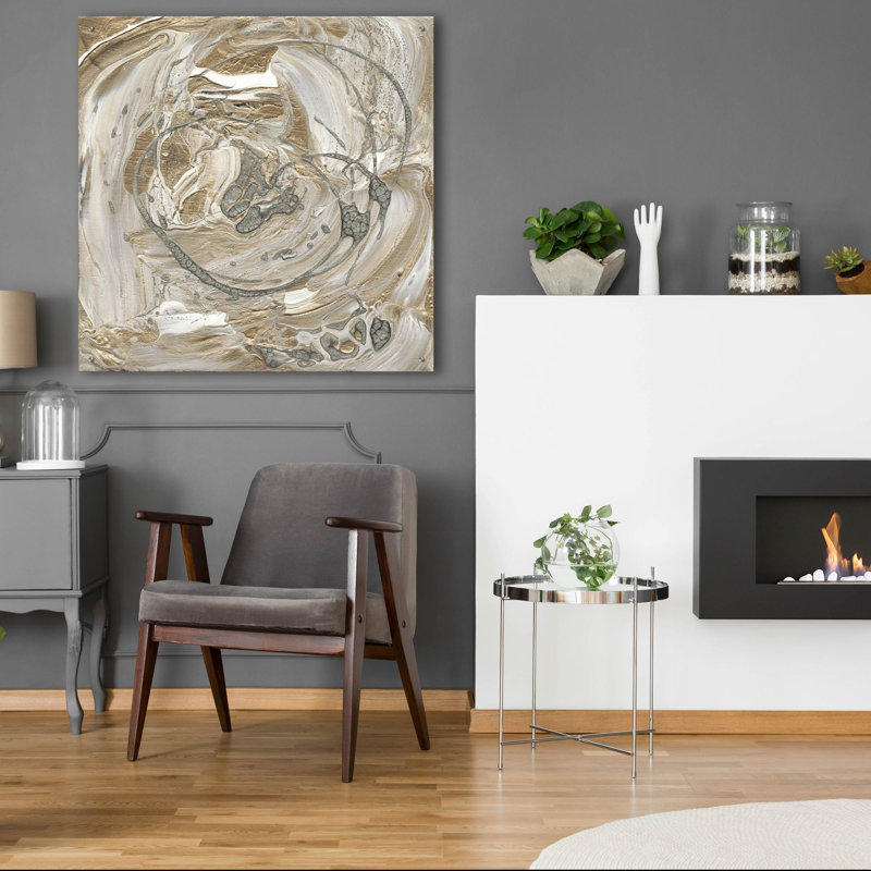«Silver & Gold 1» par Alicia Ludwig, art mural en verre acrylique, H 36 po x l 36 po x P 0,2 po