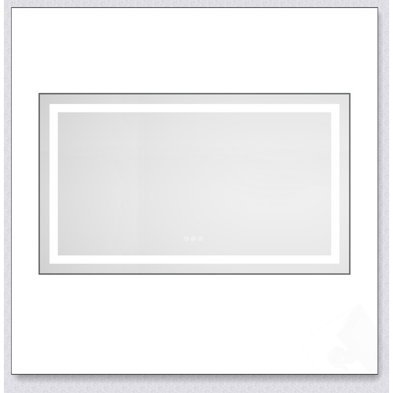 Miroir de salle de bain DEL, Brun jaune, 28 po x 48 po