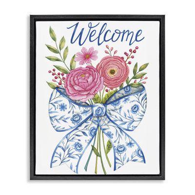 Cadre flottant Bow & Flowers Welcome, conception par Deb Strain