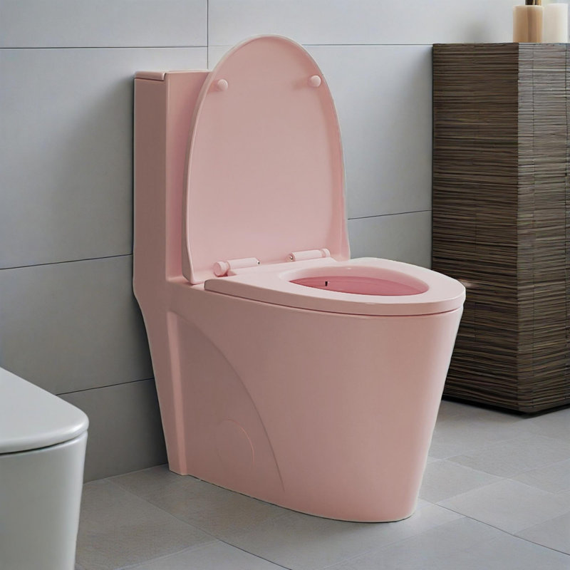 1.1/1.60 Gpf Dual-flush One Piece Toilet, Water-saving Elongated Comfort Height Floor Mounted, Soft Close, Rose