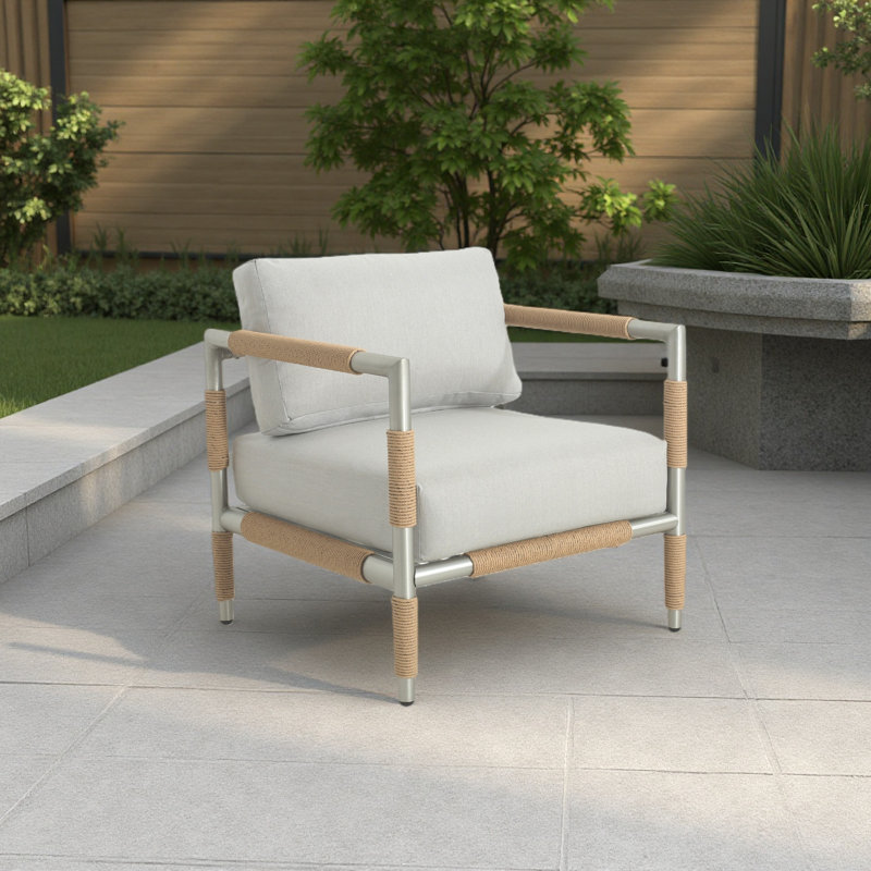 Fauteuil d'extérieur en aluminium avec coussins épais