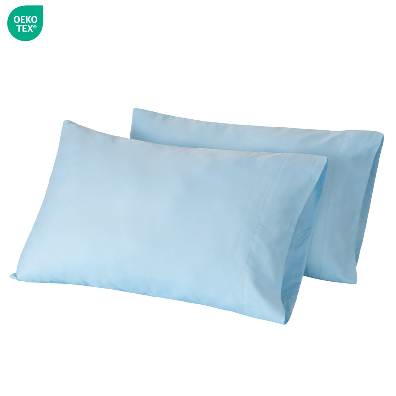 220 TC Cotton Blend Sateen Soft Smooth Pillowcase Set, Standard Pillowcase, Light Blue