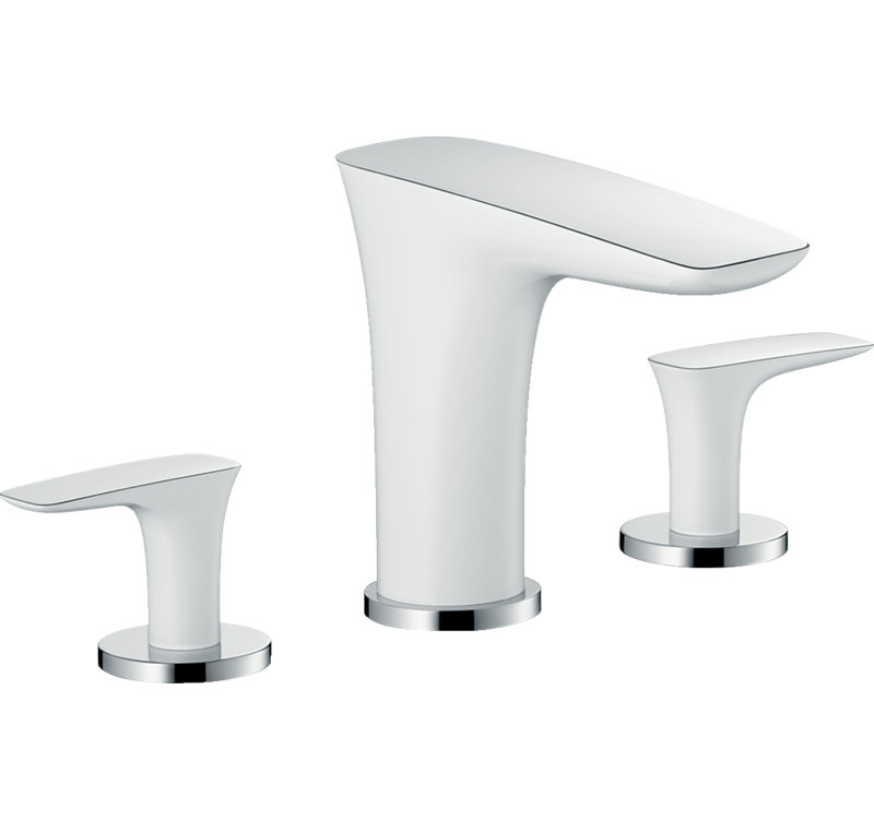 Puravida Double Handle Deck Mounted Roman Tub Faucet Trim, Chrome/White
