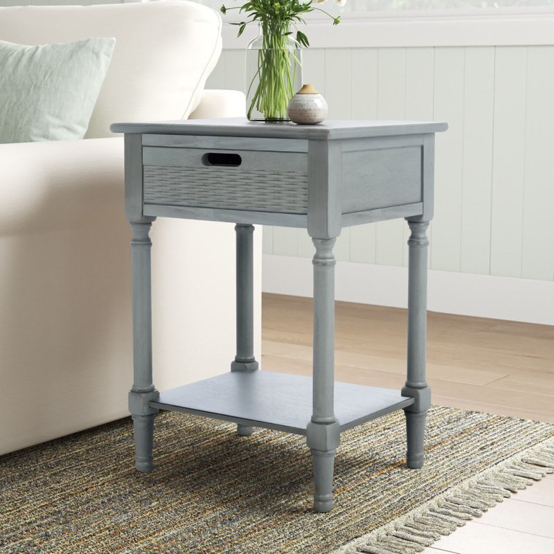 Peters End Table with Storage, Distressed Gray