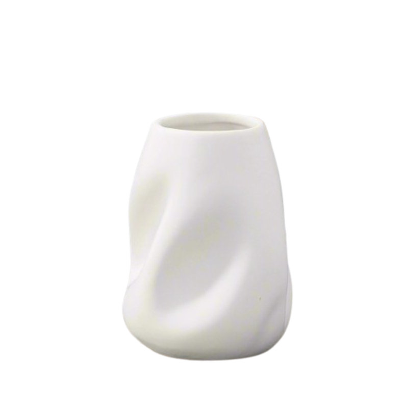 Vase rond en céramique blanc mat