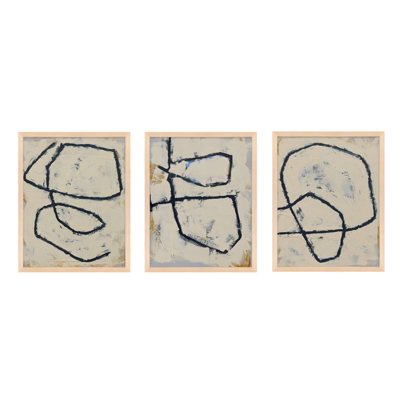 Twisted 4, 5, 6 by Jacques Pilon - 3 Piece Print Set, 20" H x 16" W x 1.25" D, Maple Framed Paper