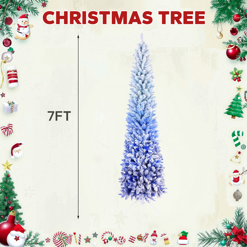 Arbre de Noël artificiel floqué Premium Premium, H 7 pi