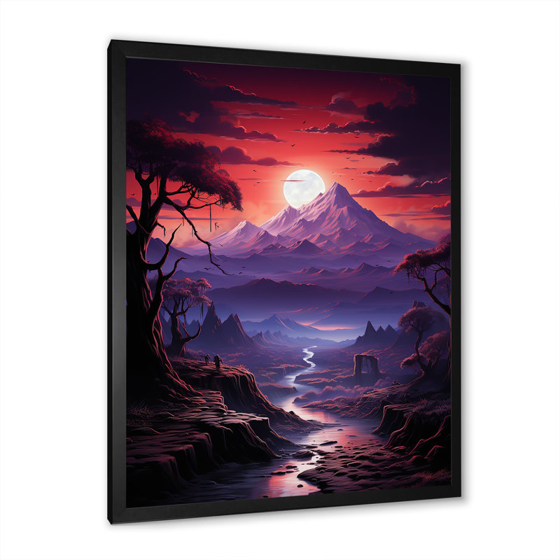 «Volcano Volcanic Twilight I», reproduction sur toile, Cadre simple noir, H 32 po x l 24 po x P 1 po