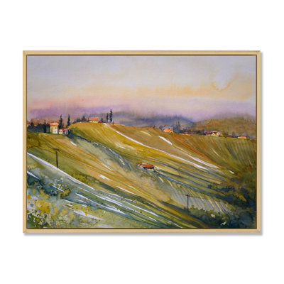 «Italian Vineyard pendant le coucher du soleil», peinture sur toile