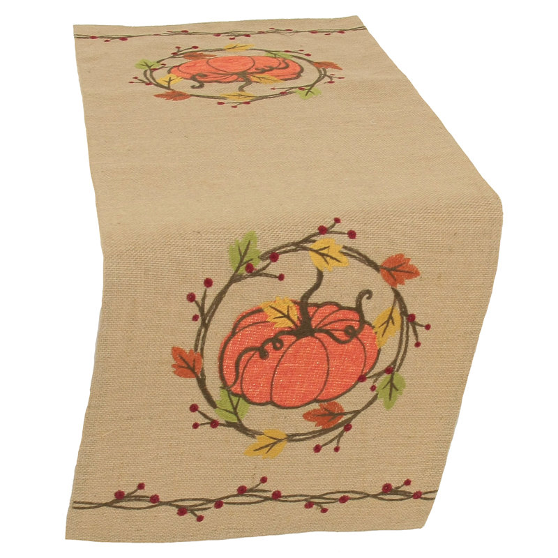 Pumpkin Wreath Table Runner, 36" L x 13" W