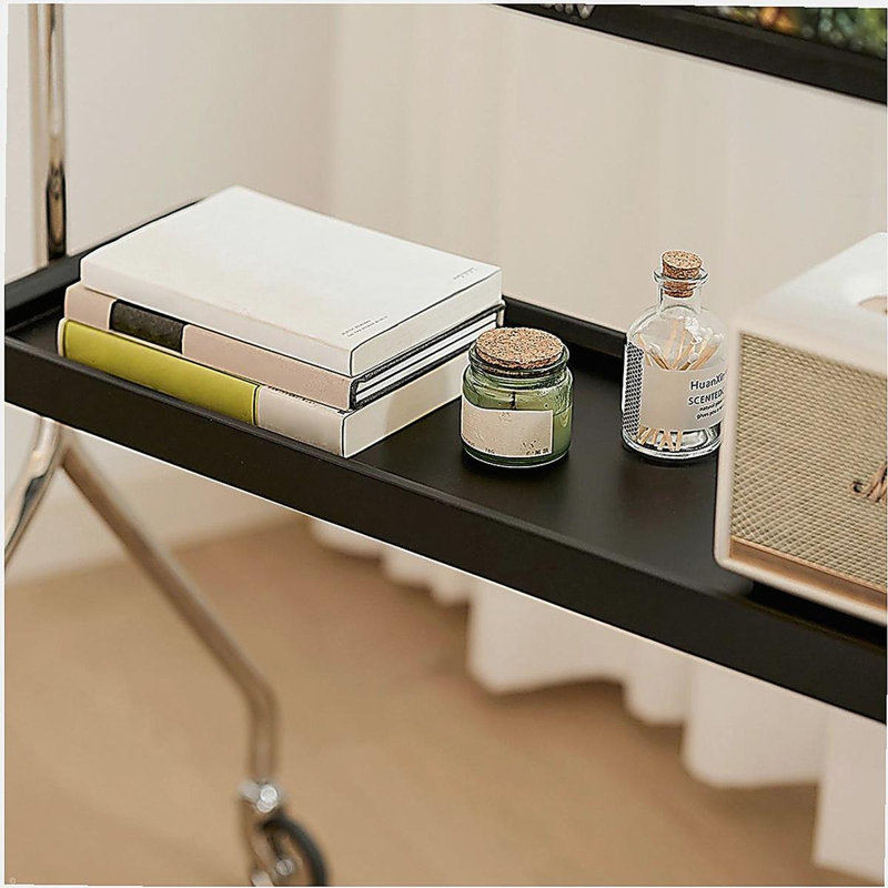 Walk around the TV stand with an antique,black  movable stand for a floor-standing display TV cabinet and projection TV stand