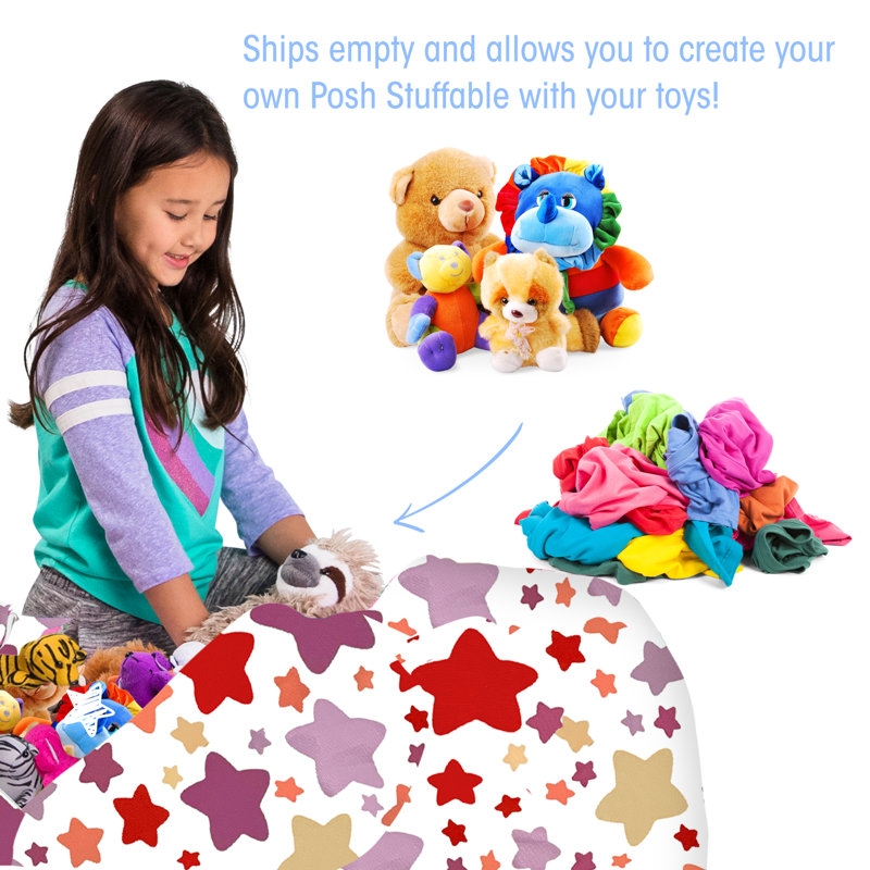 Kids Bean Bag Chair Cover - Stuffed Animal Storage & Toy Organizer with Zipper - Plush Storage Kids Bean Bag Cover only for Toddlers and Children's Rooms - Organizes Pillows, Blankets, and Stuffies - Multiple Colors, Sizes, and Fabrics