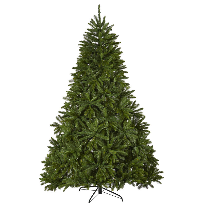 Arbre de Noël artificiel épinette vert avec lumières claires/blanches, H 7 pi