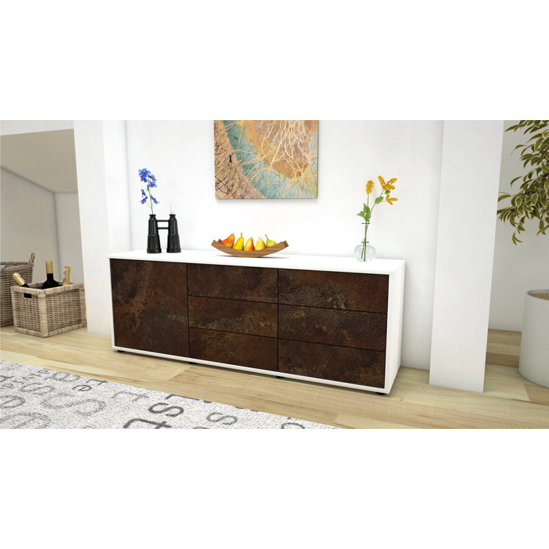 Wyant Unfinished TV Stand for TVs up to 60", Rust / Matte White