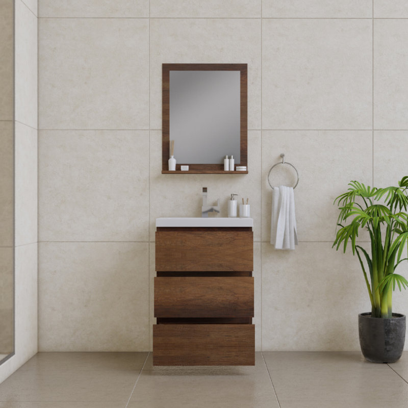 Ensemble de meuble-lavabo simple 24 po Arjina, Bois de rose