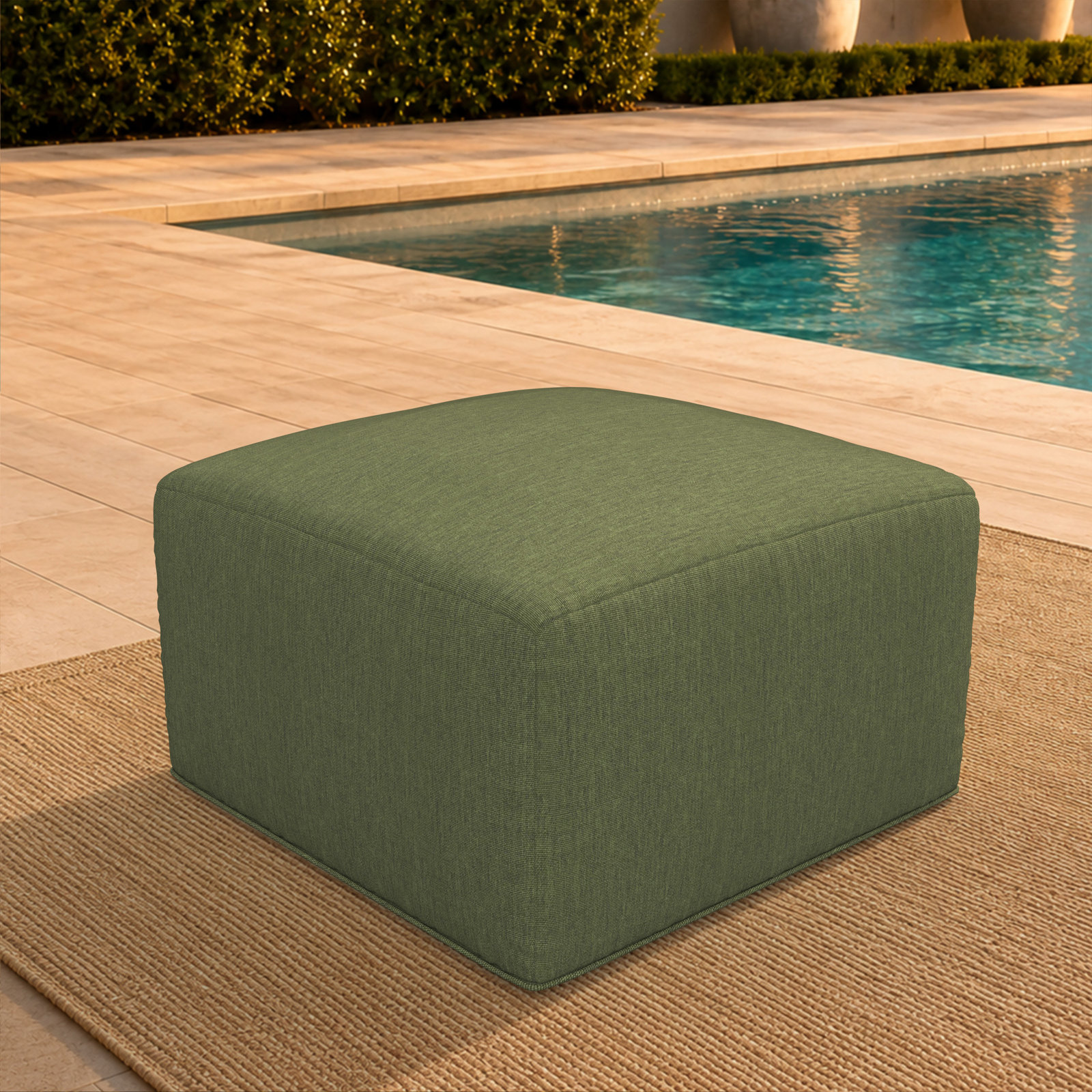 Praia Sunbrella® Patio Ottoman, Sunbrella® Canvas Fern