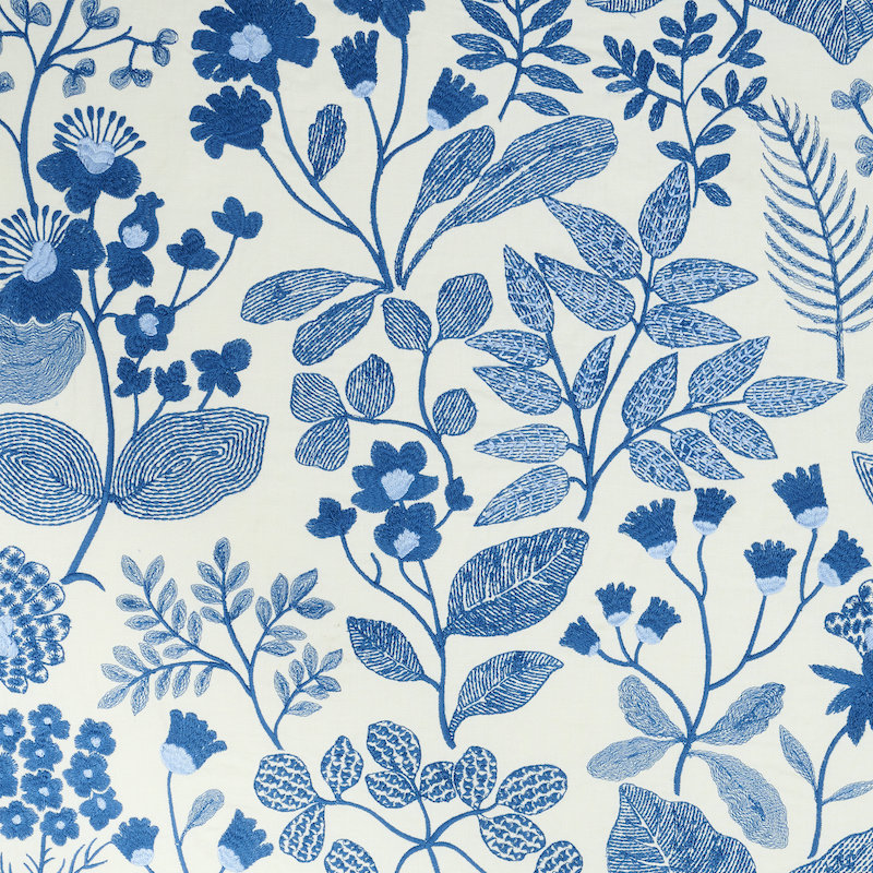 Emaline Embroidery Fabric, Blue/ Medium Blue/ White