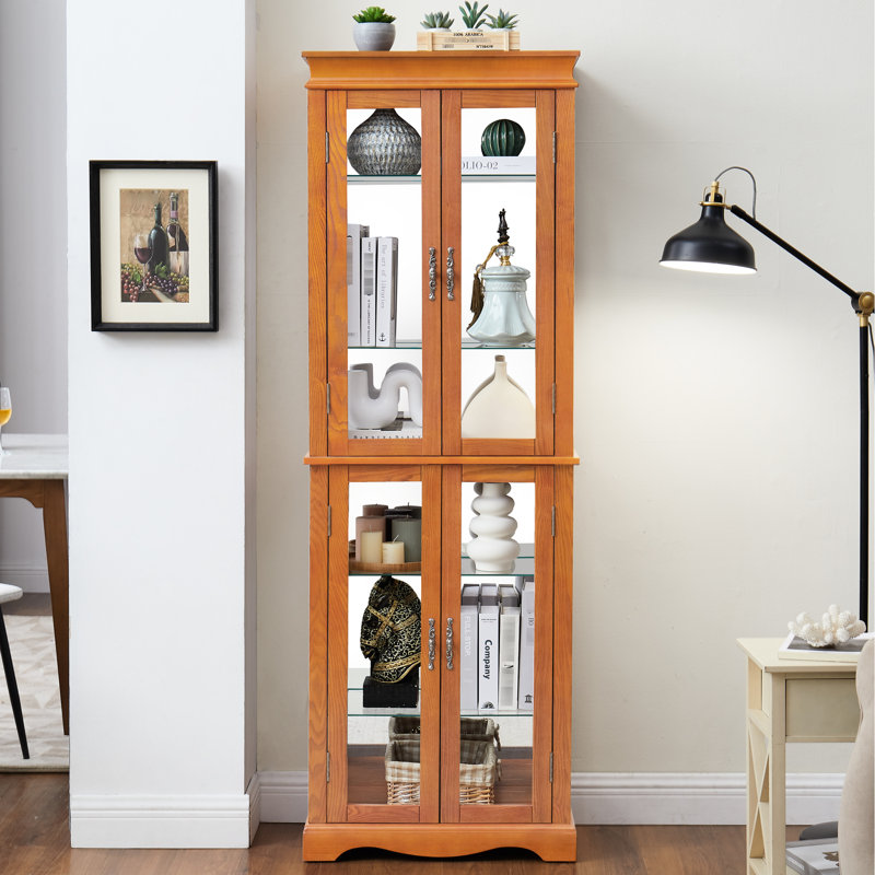 Glass Wine Cabinet With Movable Partition And Sophisticated Style Display Abundant Space