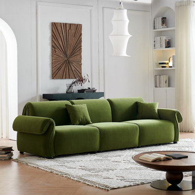 French Retro Green Three-seater Sofa