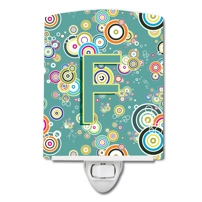 Circle Initial Alphabet Ceramic Night Light, F