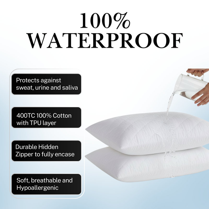 Pack Of 2 Diamond Quilted Cotton Waterproof Pillow Protectors - King, King