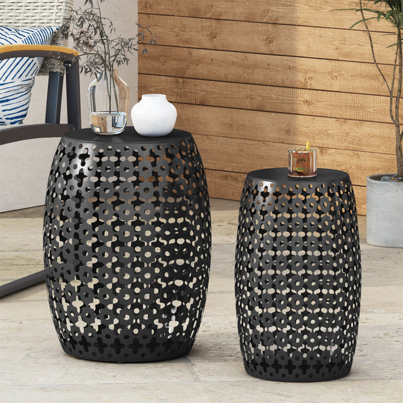 Outdoor Metal S/2 End Table