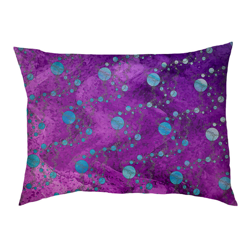 Coussin de concepteur de planète stars Byrge, L 29,5 po x l 19,5 po, Bleu / Rose / Mauve