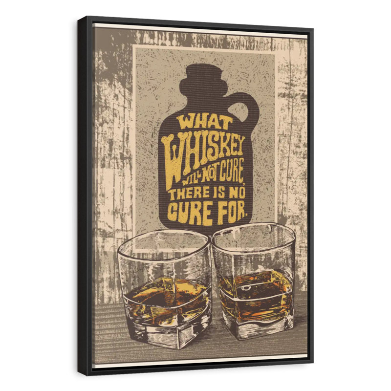Whisky Is The Cure, 31 po x 46 po, Cadre flottant noir