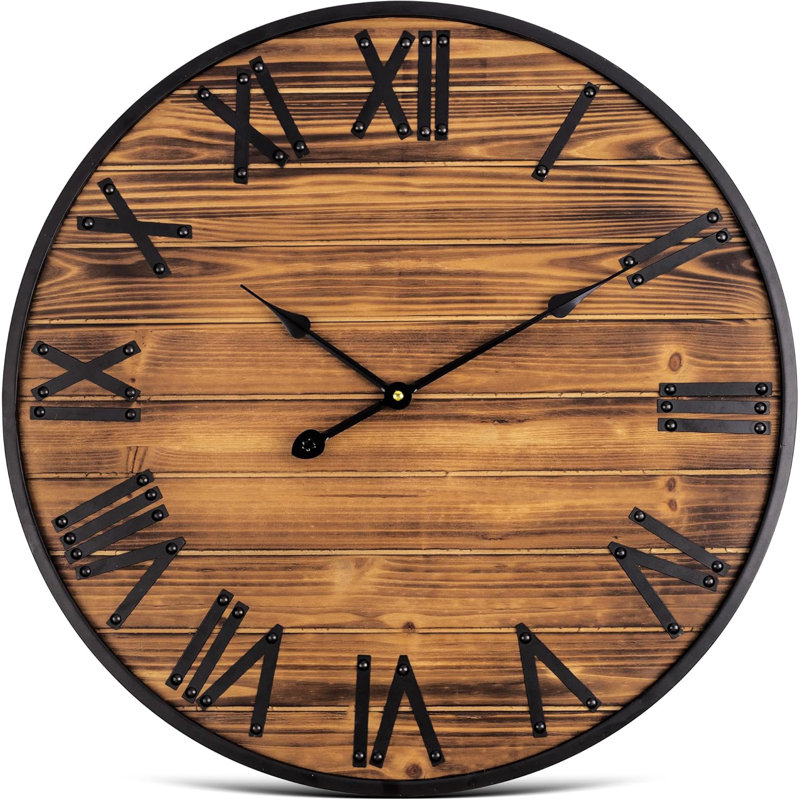 Horloge murale 24 po, Brun