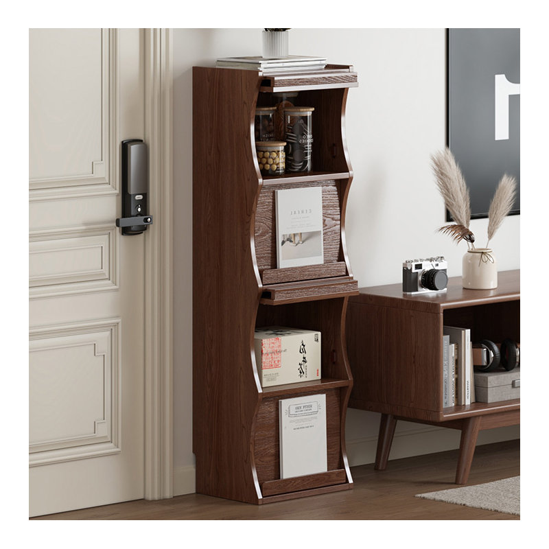 Bibliothèque sur pied en bois massif, Brun
