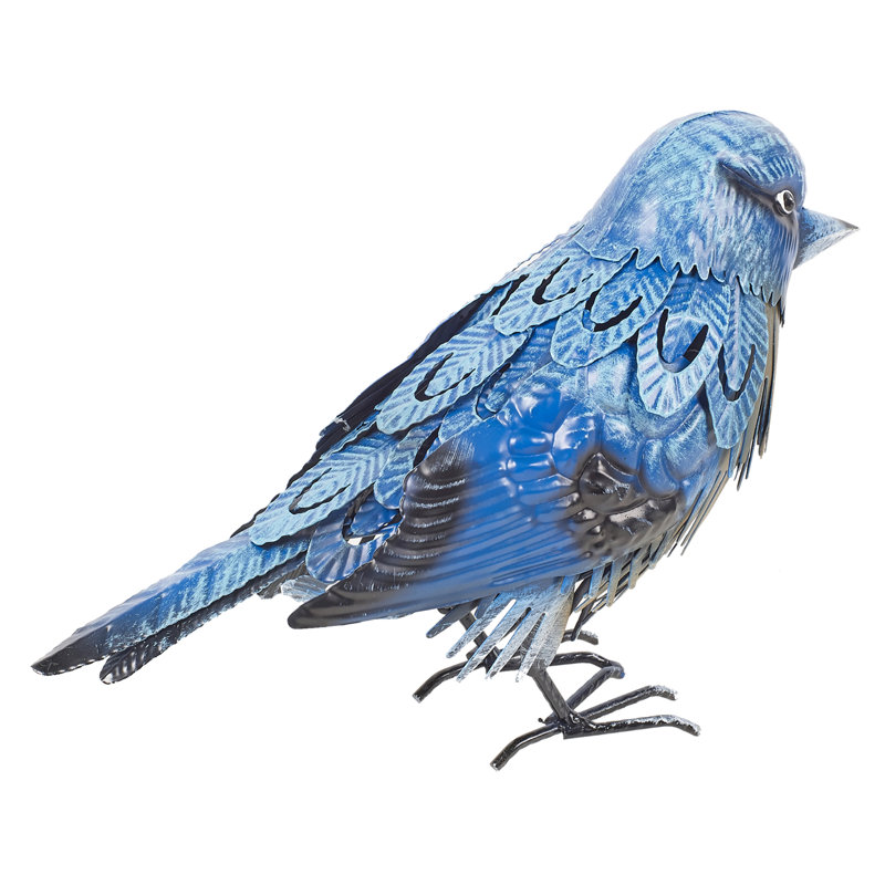 Harlsden Bird Metal Garden Statue, Blue