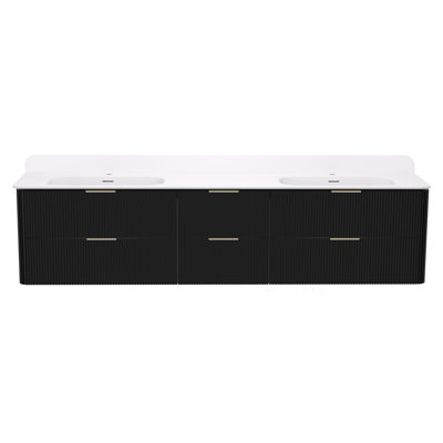 84" Solid Wood Wall-mounted Bathroom Vanity With Double Acrylic Sinks And Backsplash