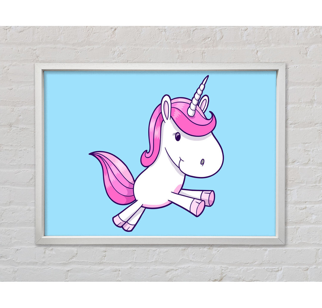 Gerahmtes Leinwandbild Leaping Unicorn Pink