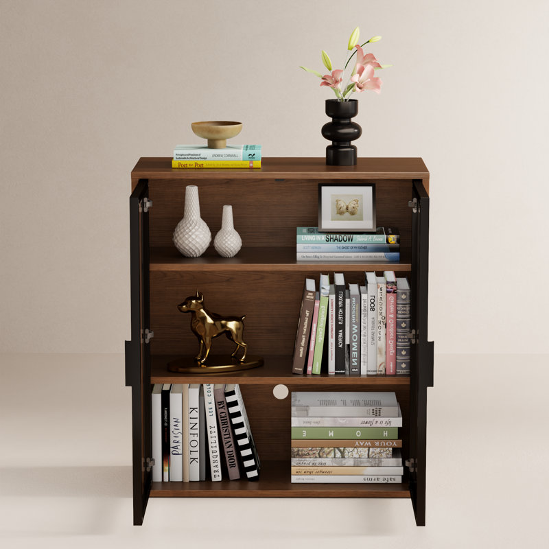 Soren Solid Wood Glass-Door Display Bookcase