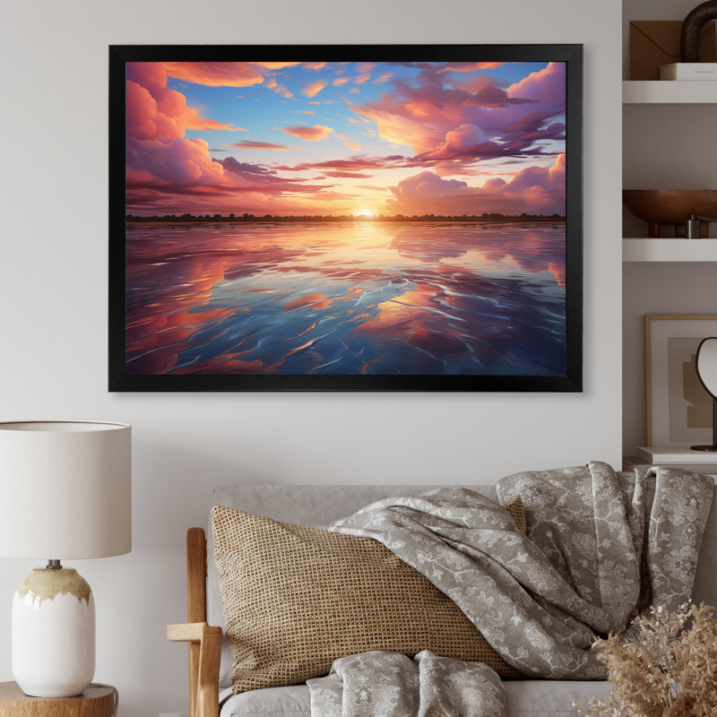 «Sky Celestial Whispers III», reproduction sur toile, H 16 po x l 32 po x P 1 po, Cadre simple noir