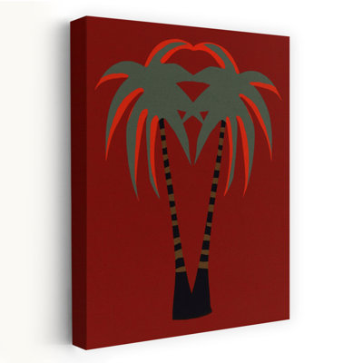 «Tropical Heart», palmiers, abstrait, minimaliste, moderne, palmier, plage, art mural