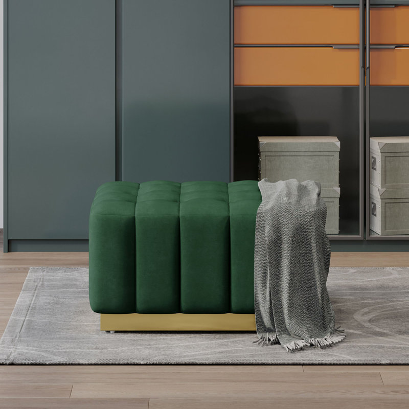 Tufted Rectangle Cocktail Ottoman, Emerald